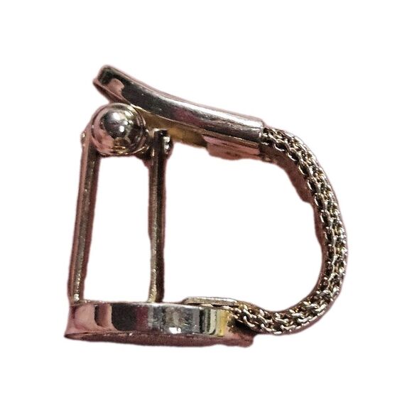 Gold Tone Cufflinks Oval Mesh Wrap Around 1 Inch - Picture 3 of 4